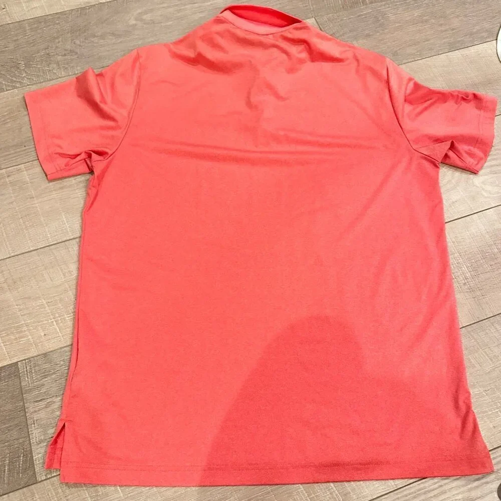 ADIDAS MENS CORAL ORANGE LARGE DRI FIT POLO SHIRT BEARS BEST LOGO